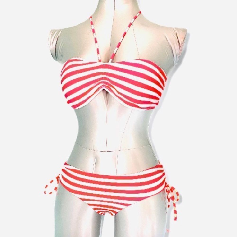 RYGY SPORT Red Strip Bikini Set